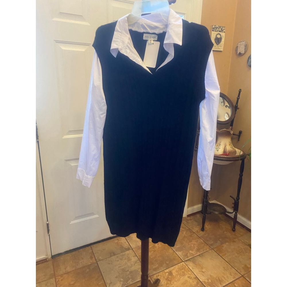 Women's EMMA & POSH Black & White sweater DressPXL